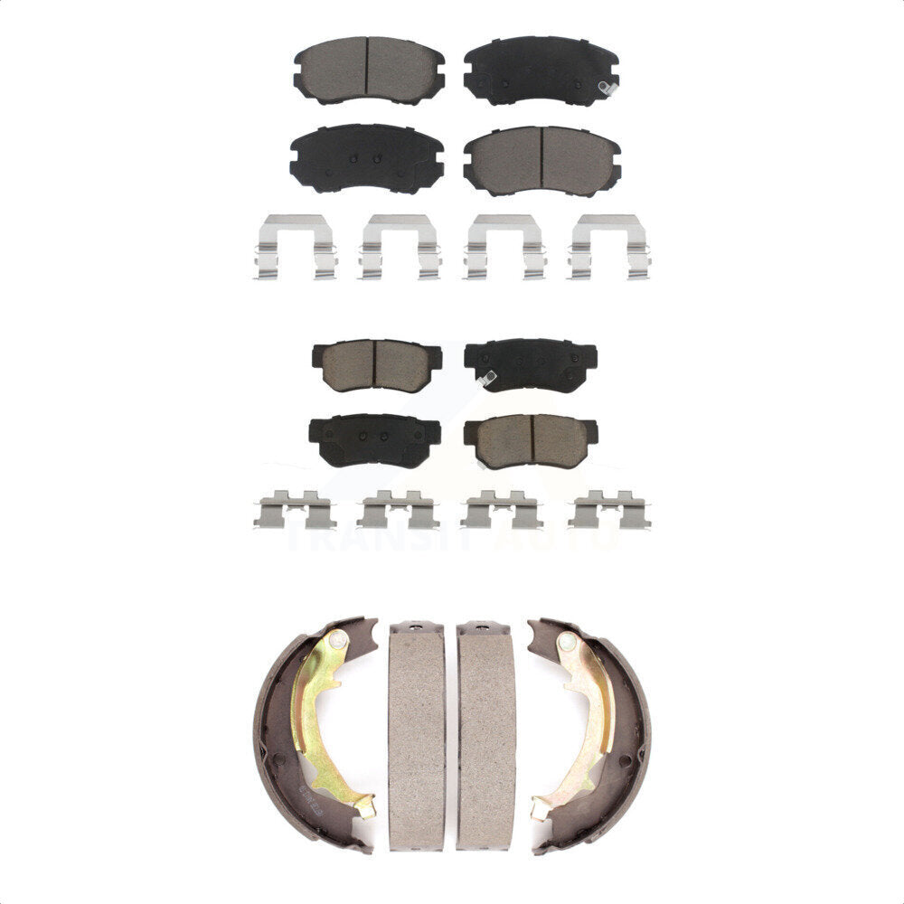 Ceramic Brake Pads & Parking Shoe Front Rear Kit For Hyundai Tucson Kia Sportage