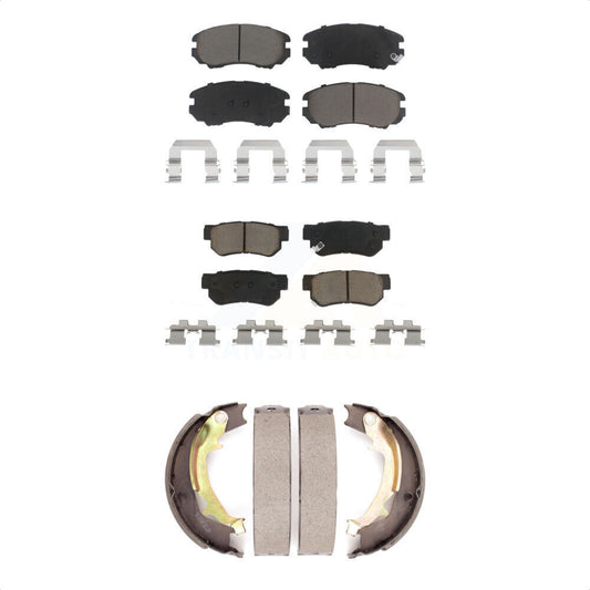 Ceramic Brake Pads & Parking Shoe Front Rear Kit For Hyundai Tucson Kia Sportage