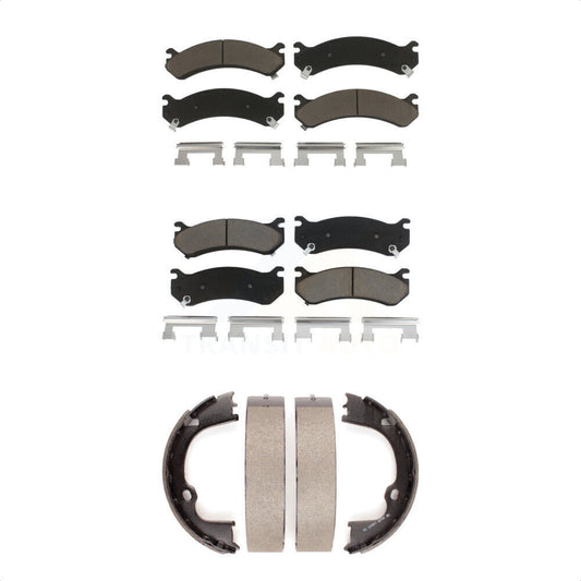 Ceramic Brake Pads Parking Shoes Front Rear Kit For GMC Chevrolet Silverado 2500