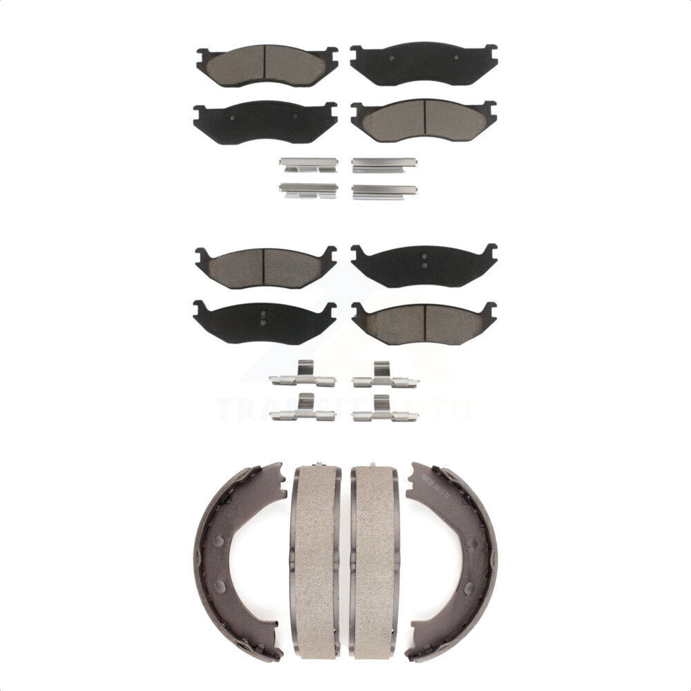 Ceramic Brake Pads And Parking Shoes Front Rear Kit For Dodge Ram 1500 Durango