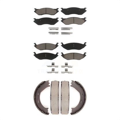 Ceramic Brake Pads And Parking Shoes Front Rear Kit For Dodge Ram 1500 Durango