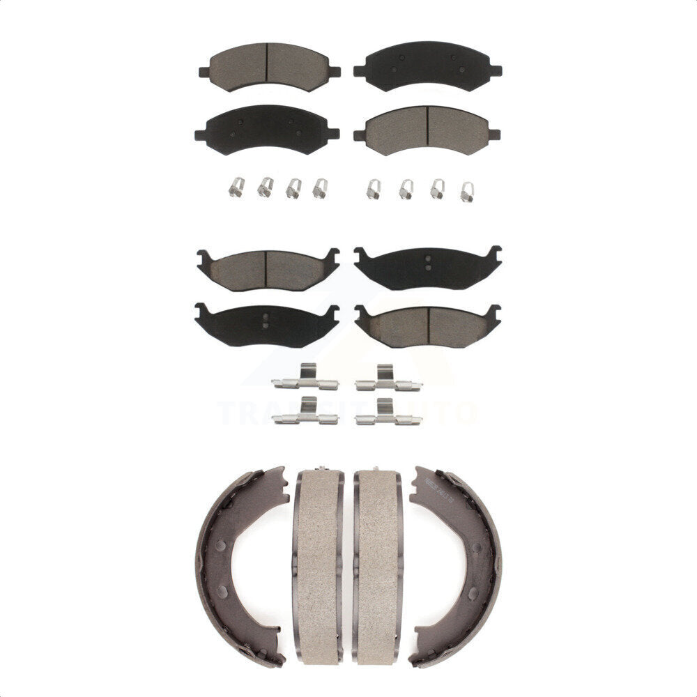 Ceramic Brake Pads Parking Shoe Front Rear Kit For Dodge Ram 1500 Chrysler Aspen