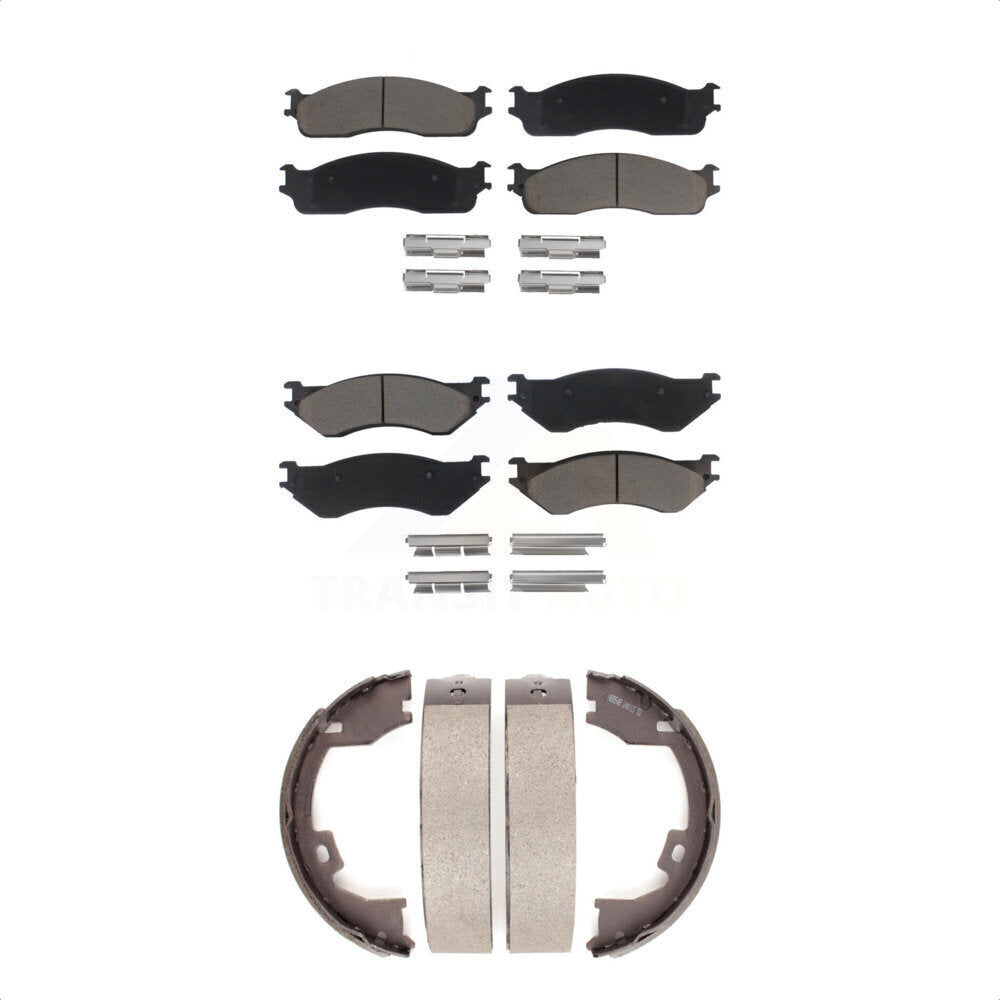 Ceramic Brake Pads And Parking Shoes Front Rear Kit For Dodge Ram 1500 3500 2500