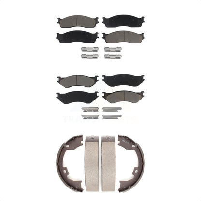 Ceramic Brake Pads And Parking Shoes Front Rear Kit For Dodge Ram 1500 3500 2500