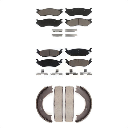 Ceramic Brake Pads And Parking Shoes Front Rear Kit For Dodge Ram 1500