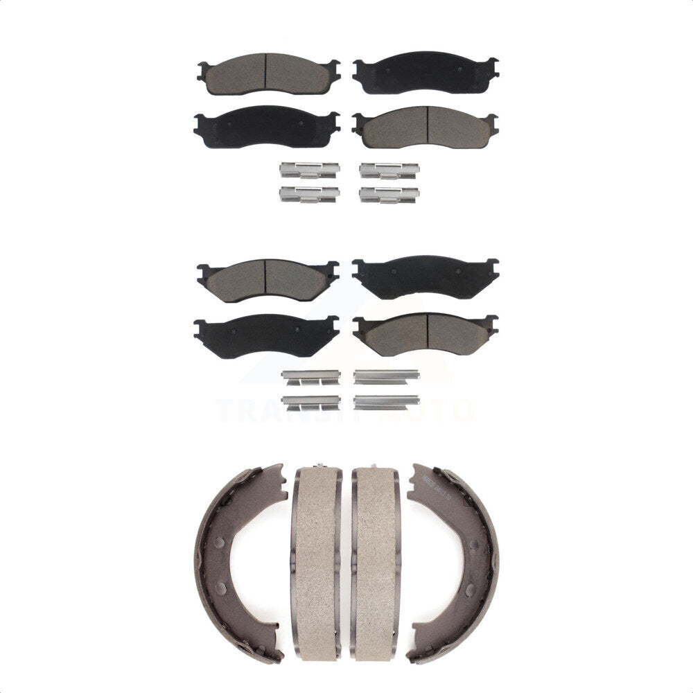 Ceramic Brake Pads And Parking Shoes Front Rear Kit For Dodge Ram 1500
