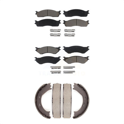 Ceramic Brake Pads And Parking Shoes Front Rear Kit For Dodge Ram 1500
