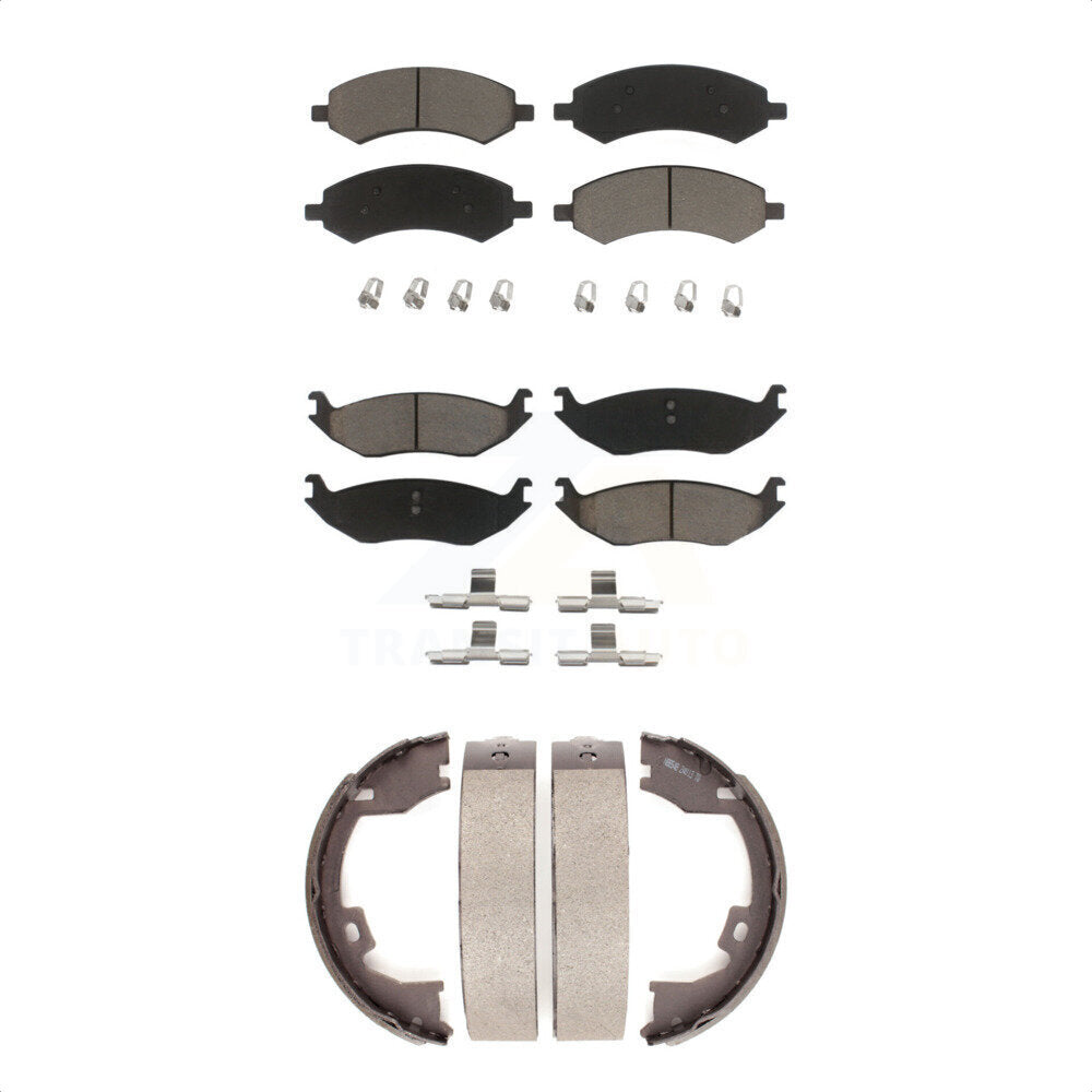Ceramic Brake Pads And Parking Shoes Front Rear Kit For Dodge Ram 1500
