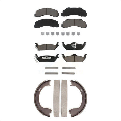 Ceramic Brake Pads And Parking Shoes Front Rear Kit For 2010-2011 Ford F-150