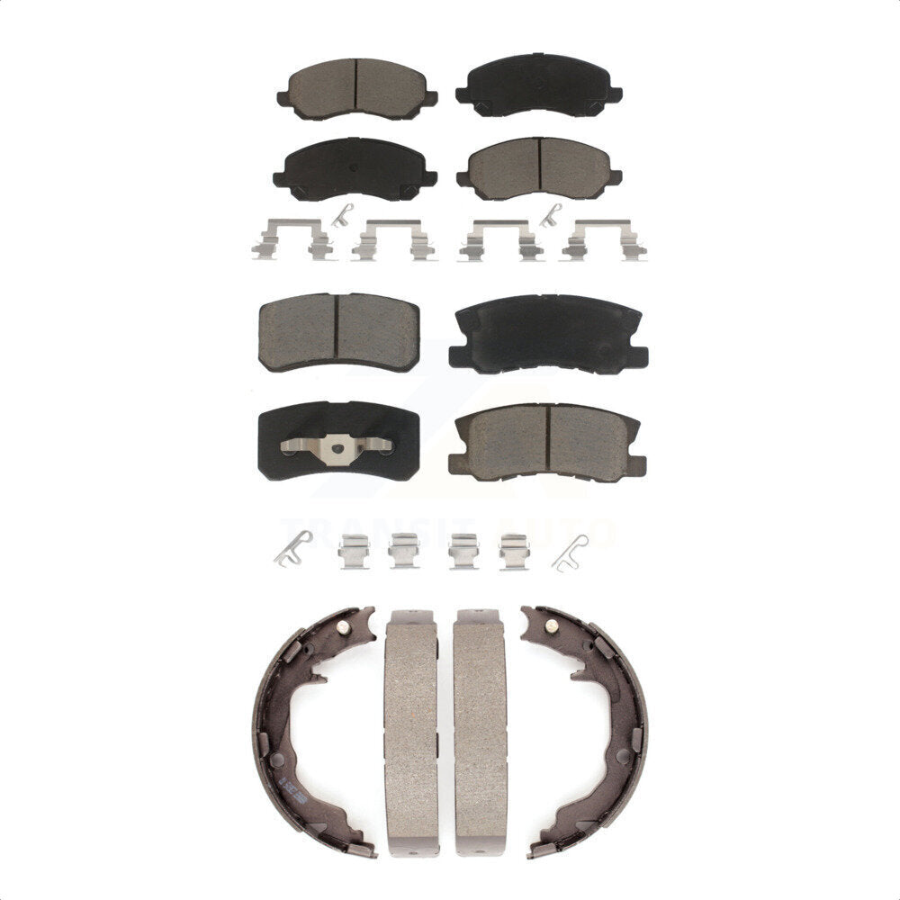 Ceramic Brake Pads & Parking Shoe Front Rear Kit For Jeep Mitsubishi Patriot 200