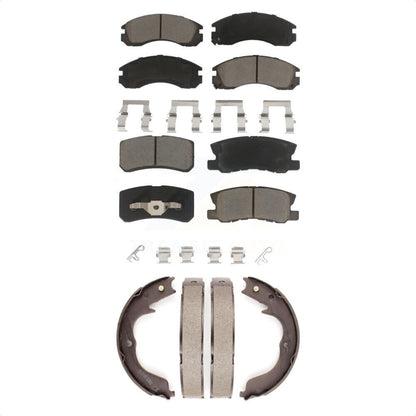 Ceramic Brake Pads And Parking Shoes Front Rear Kit For Mitsubishi Lancer