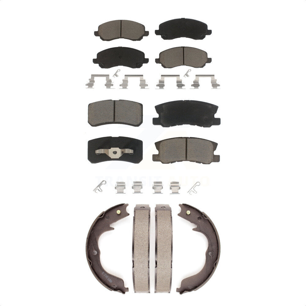 Ceramic Brake Pads And Parking Shoes Front Rear Kit For Mitsubishi Outlander