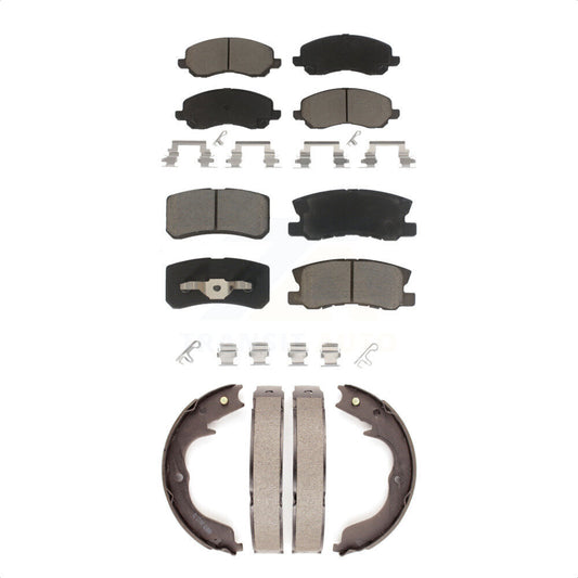 Ceramic Brake Pads And Parking Shoes Front Rear Kit For Mitsubishi Outlander