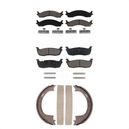 Ceramic Brake Pads Parking Shoes Front Rear Kit For Ford F-250 With 8 Lug Wheels