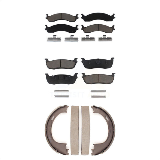 Ceramic Brake Pads Parking Shoes Front Rear Kit For Ford F-250 With 8 Lug Wheels