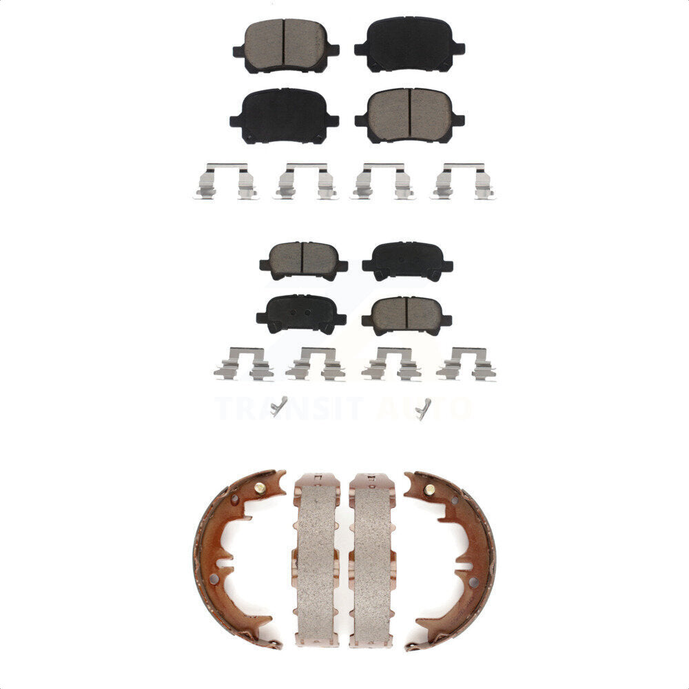 Ceramic Brake Pads & Parking Shoes Front Rear Kit For Toyota Camry Solara Avalon