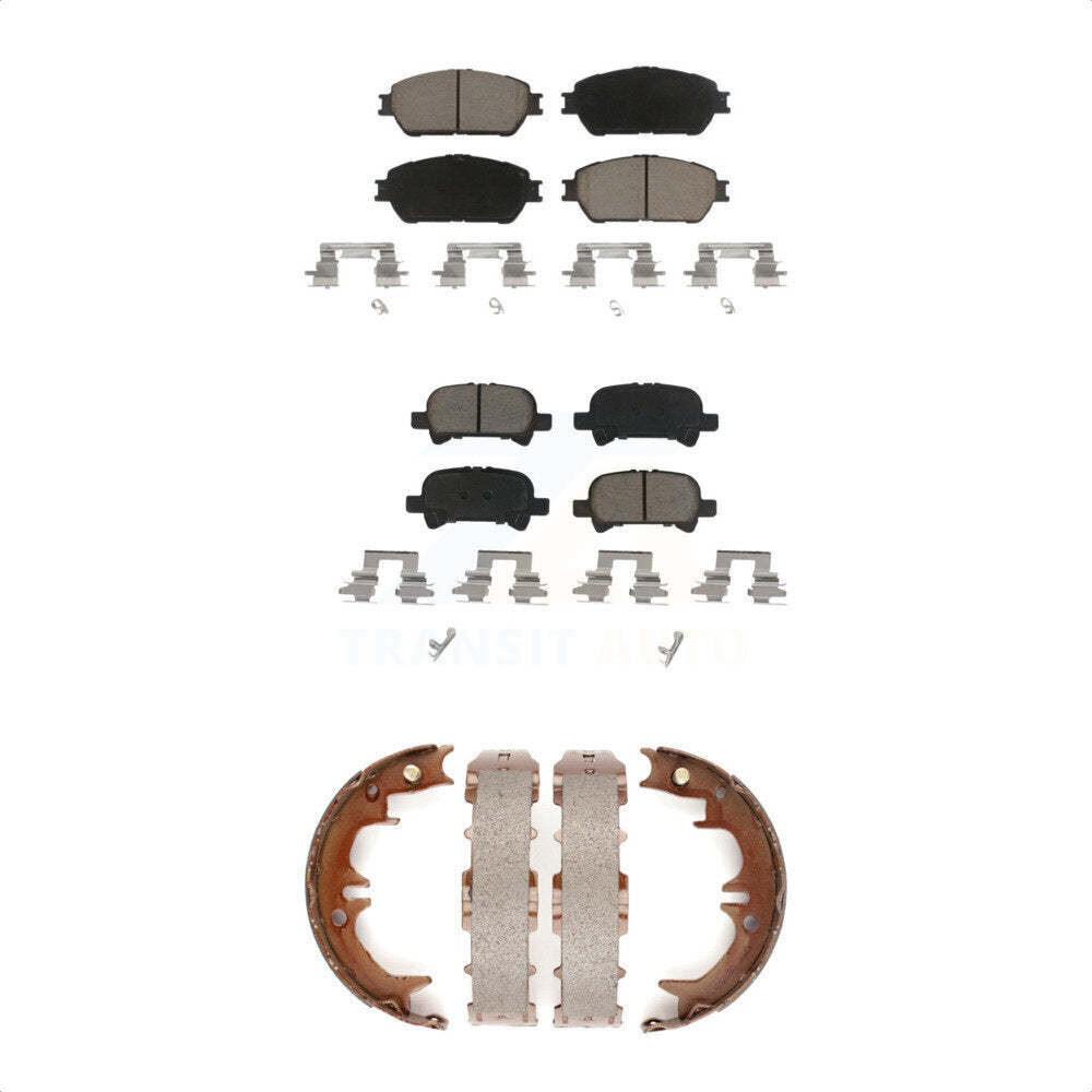 Ceramic Brake Pads & Parking Shoes Front Rear Kit For Toyota Camry Solara Avalon