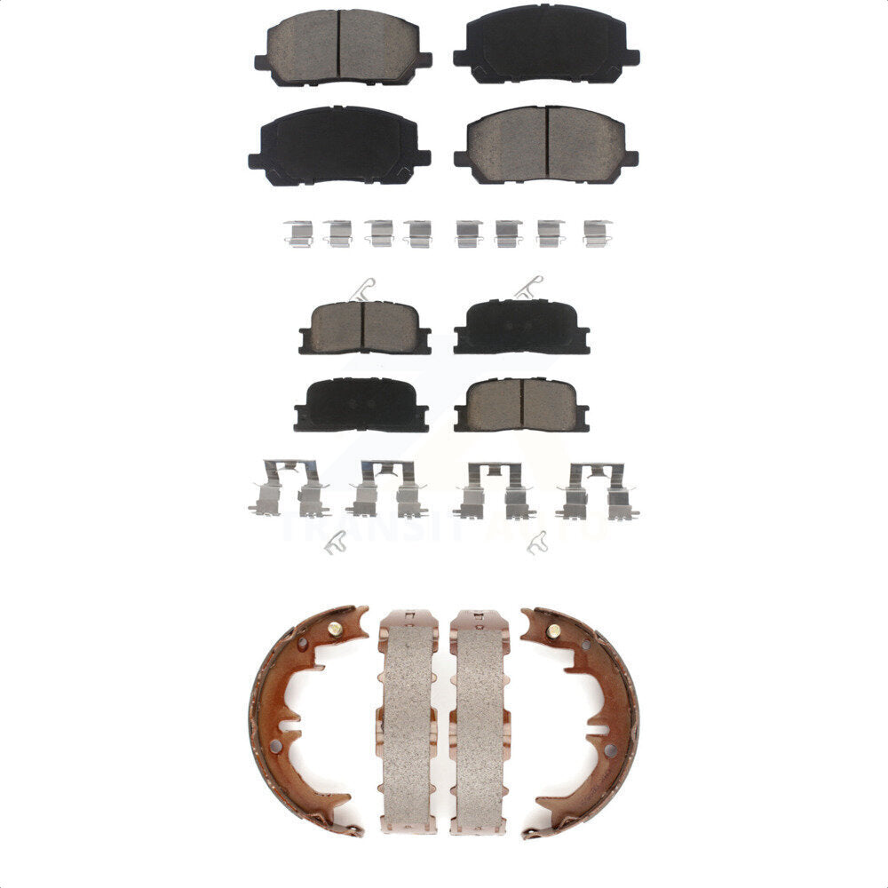 Ceramic Brake Pads & Parking Shoe Front Rear Kit For 2001-2003 Toyota Highlander