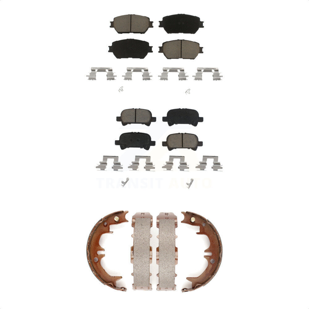 Ceramic Brake Pads And Parking Shoes Front Rear Kit For Toyota Camry