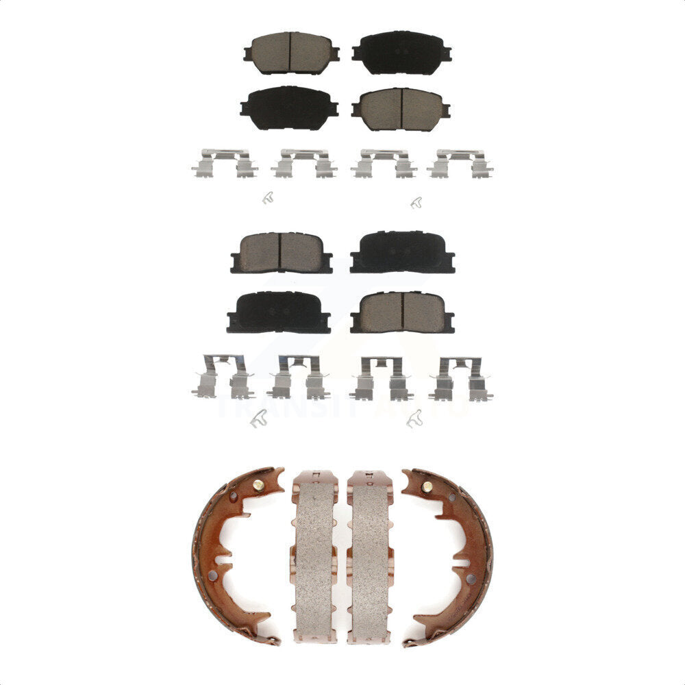 Ceramic Brake Pads And Parking Shoes Front Rear Kit For Toyota Camry