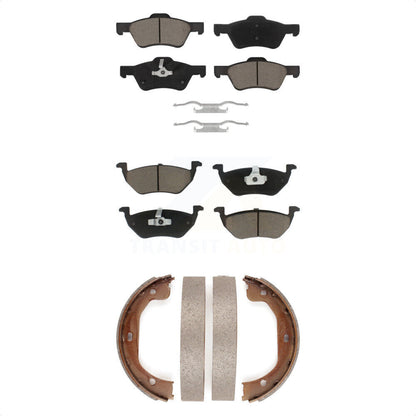 Ceramic Brake Pads & Parking Shoe Front Rear Kit For Ford Escape Mercury Mariner