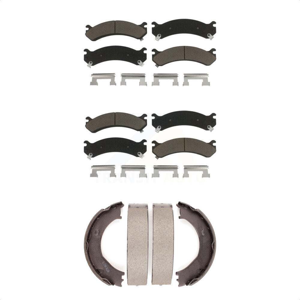 Ceramic Brake Pads Parking Shoes Front Rear Kit For Chevrolet GMC Silverado 3500