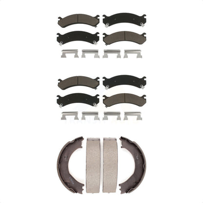 Ceramic Brake Pads Parking Shoes Front Rear Kit For Chevrolet GMC Silverado 3500