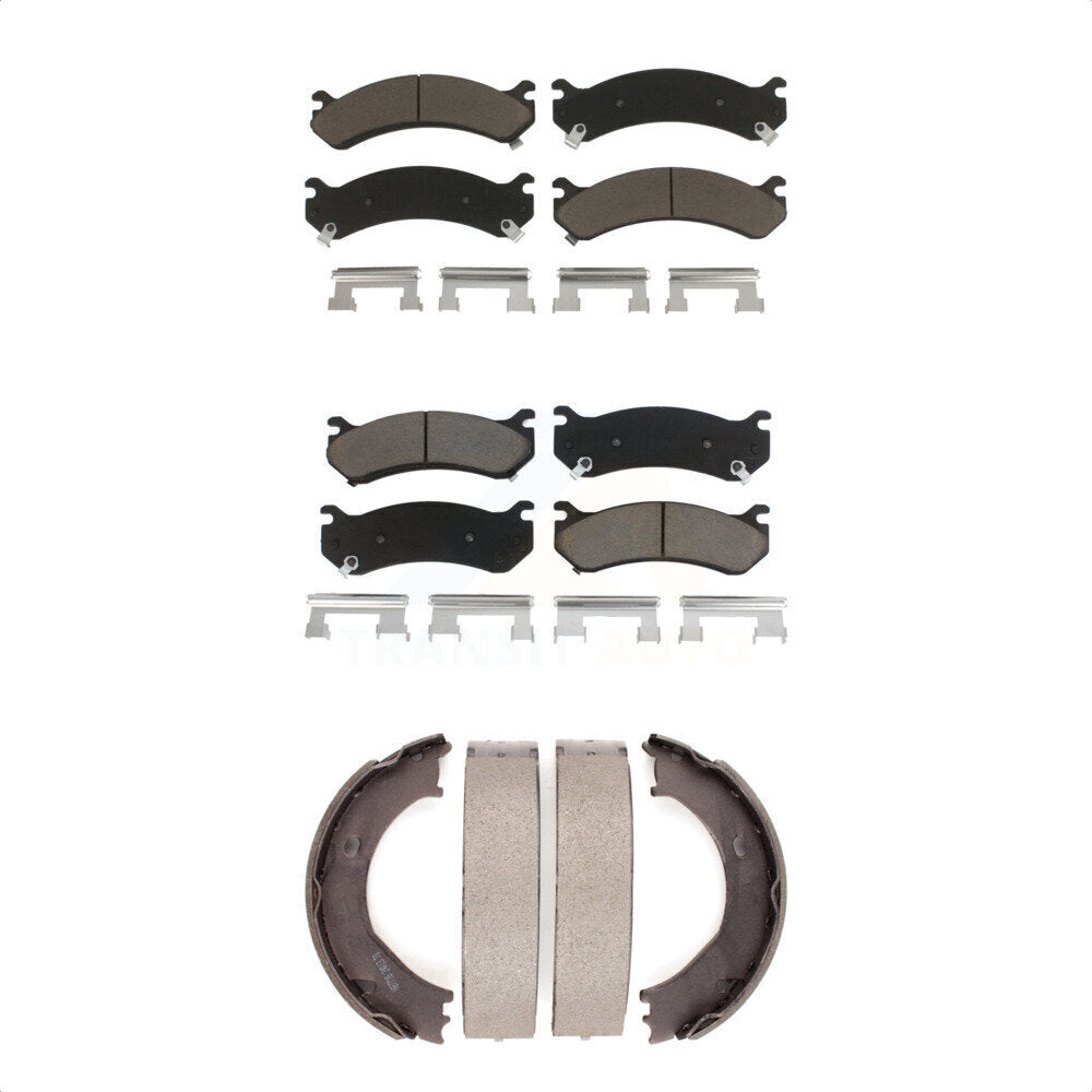 Ceramic Brake Pads Parking Shoes Front Rear Kit For Chevrolet GMC Sierra 2500 HD