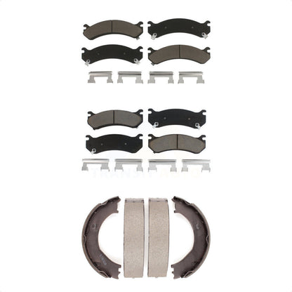 Ceramic Brake Pads Parking Shoes Front Rear Kit For Chevrolet GMC Sierra 2500 HD