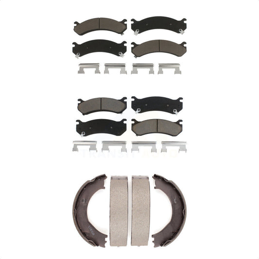 Ceramic Brake Pads Parking Shoes Front Rear Kit For Chevrolet GMC Sierra 2500 HD