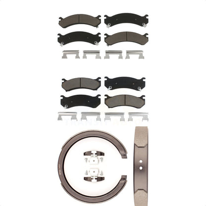 Ceramic Brake Pads Parking Shoes Front Rear Kit For GMC Chevrolet Sierra 2500 HD