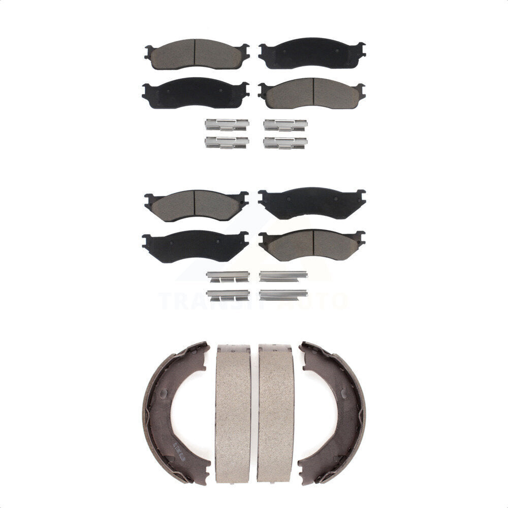 Ceramic Brake Pads Parking Shoe Front Rear Kit For 2003-2005 Dodge Ram 2500 3500