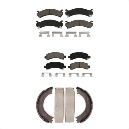 Ceramic Brake Pads & Parking Shoes Front Rear Kit For Chevrolet GMC Express 2500
