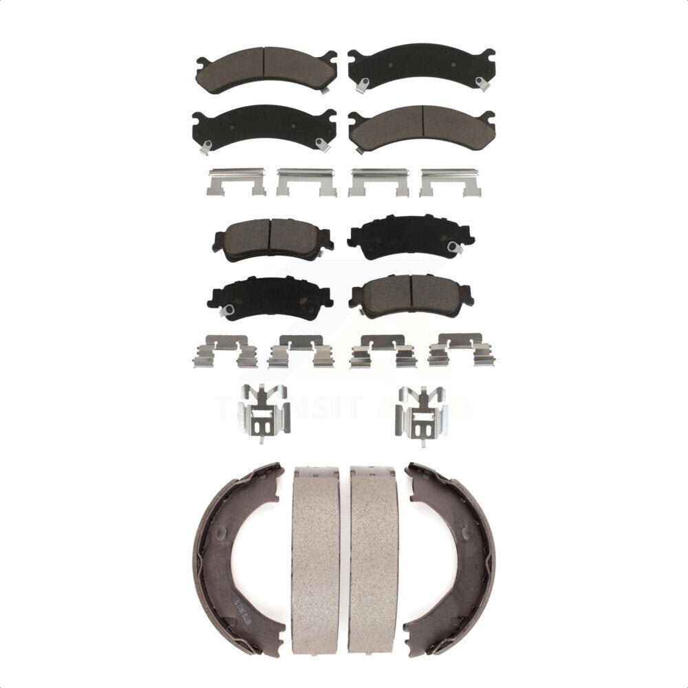 Ceramic Brake Pads And Parking Shoes Front Rear Kit For 2001 GMC Sierra 3500