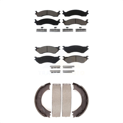 Ceramic Brake Pads Parking Shoe Front Rear Kit For 2001-2002 Dodge Ram 2500 3500