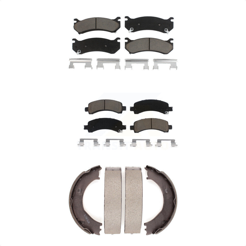 Ceramic Brake Pads & Parking Shoes Front Rear Kit For Chevrolet Express 2500 GMC