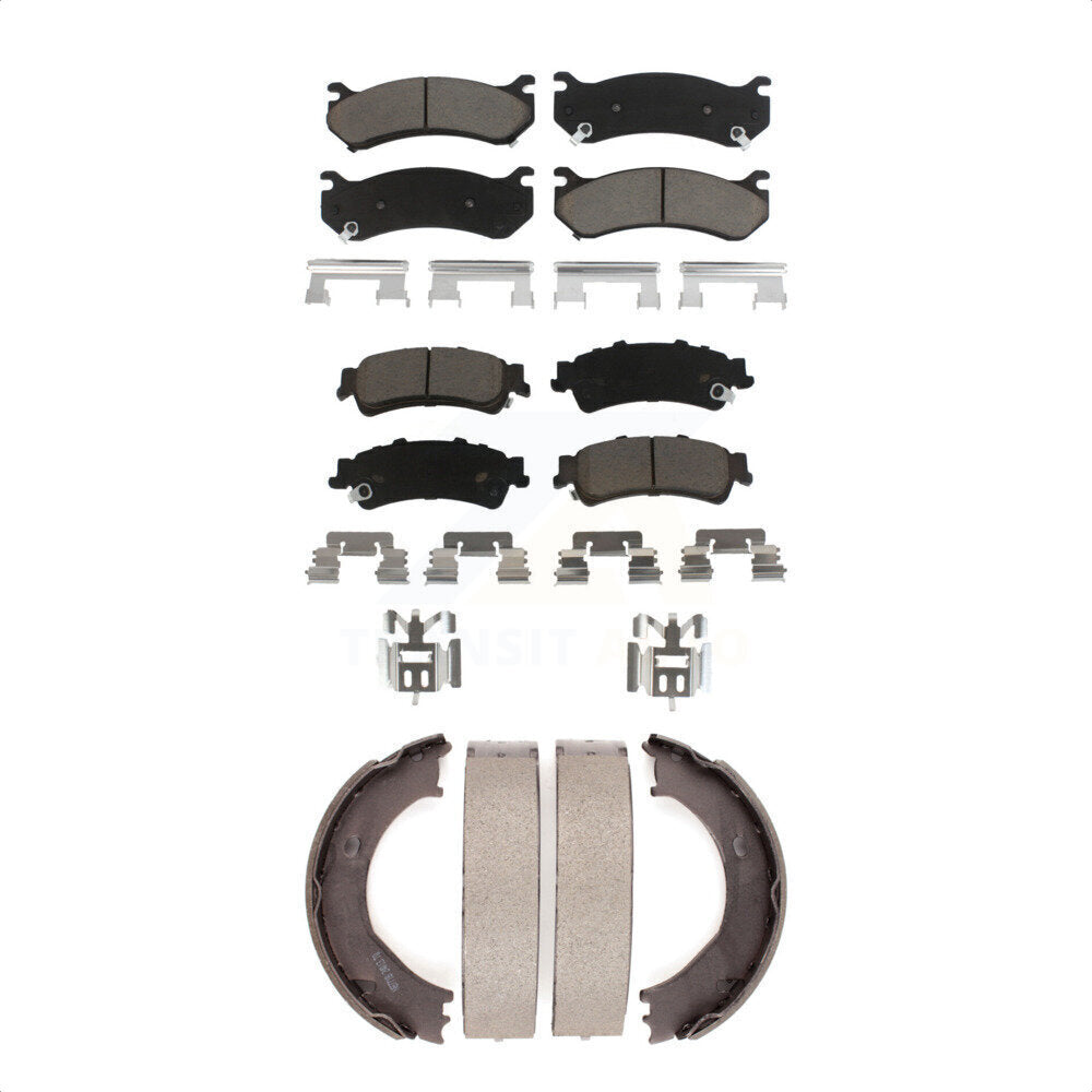 Ceramic Brake Pads Parking Shoes Front Rear Kit For Chevrolet Silverado 1500 GMC