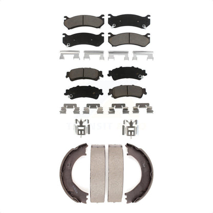 Ceramic Brake Pads Parking Shoes Front Rear Kit For Chevrolet Silverado 1500 GMC