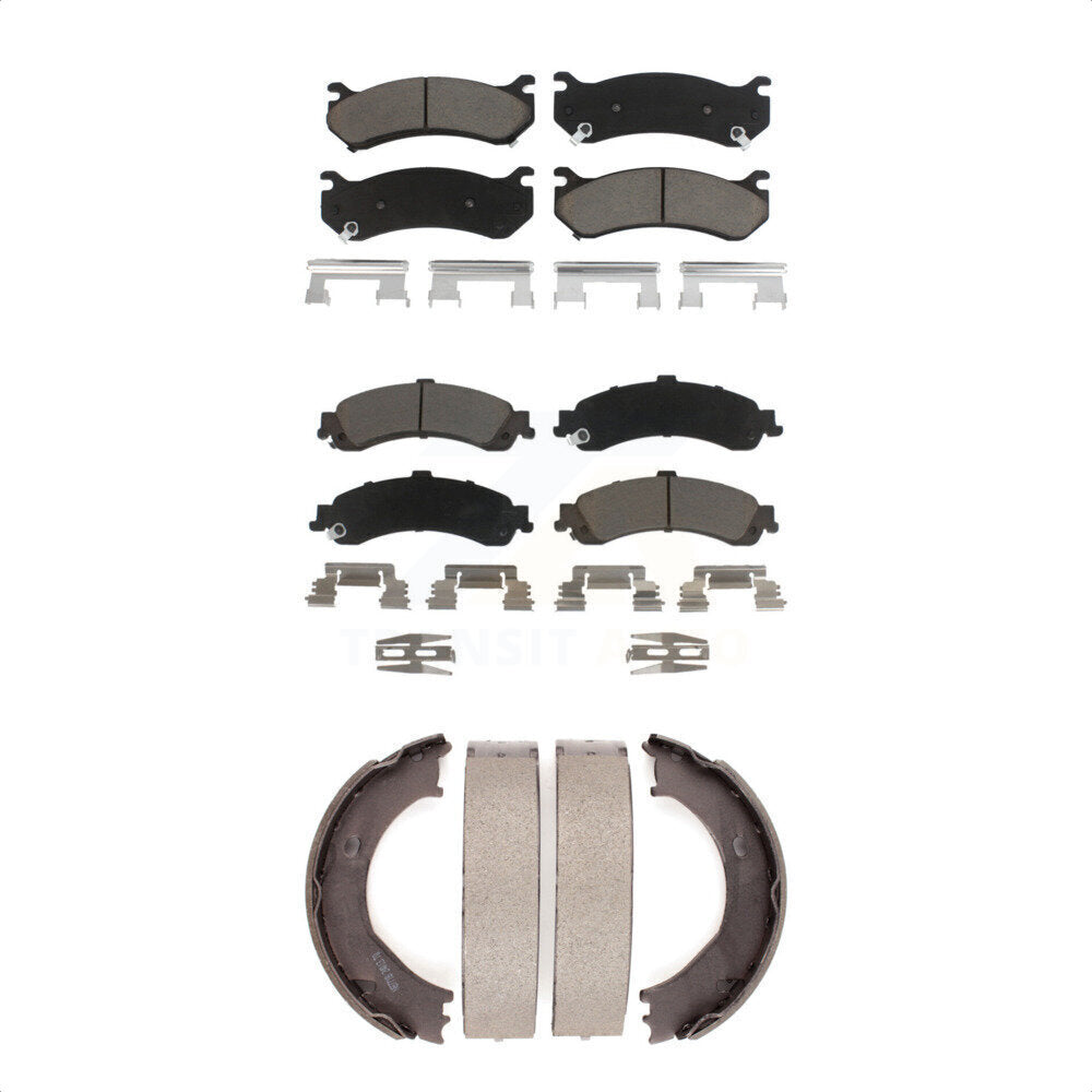 Ceramic Brake Pads Parking Shoes Front Rear Kit For Chevrolet Silverado 1500 GMC