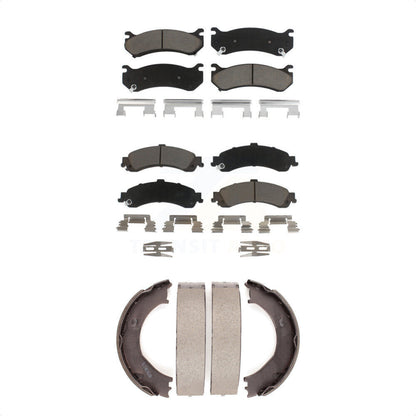 Ceramic Brake Pads Parking Shoes Front Rear Kit For Chevrolet Silverado 1500 GMC