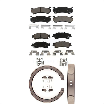 Ceramic Brake Pads Parking Shoes Front Rear Kit For Chevrolet GMC Silverado 1500