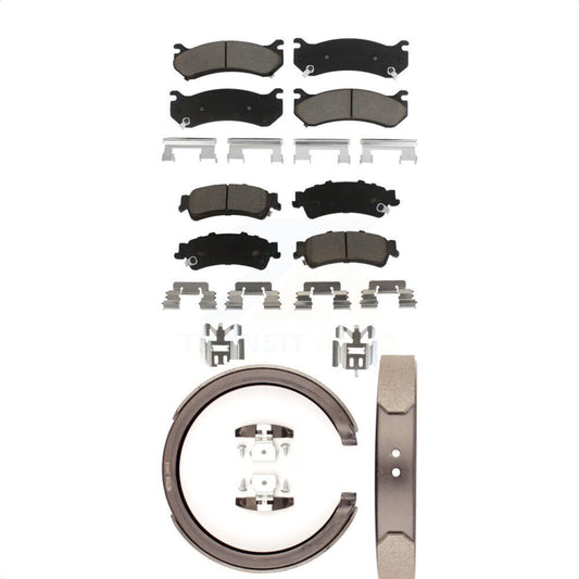 Ceramic Brake Pads Parking Shoes Front Rear Kit For Chevrolet GMC Silverado 1500