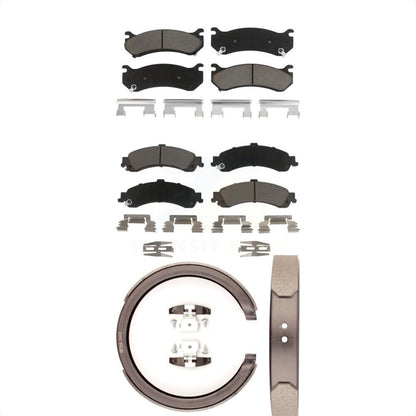 Ceramic Brake Pads Parking Shoes Front Rear Kit For Chevrolet GMC Silverado 1500