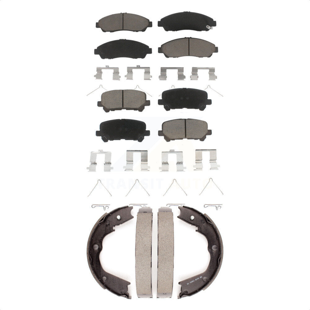 Ceramic Brake Pads And Parking Shoe Front Rear Kit For Honda Pilot Acura MDX ZDX
