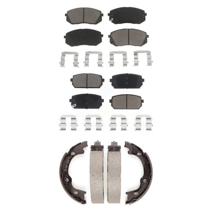 Ceramic Brake Pads And Parking Shoes Front Rear Kit For 2007-2010 Kia Rondo