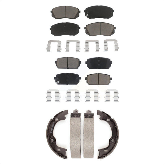 Ceramic Brake Pads And Parking Shoes Front Rear Kit For 2007-2010 Kia Rondo