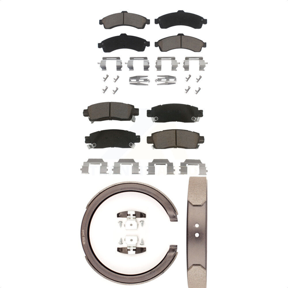 Ceramic Brake Pads & Parking Shoes Front Rear Kit For GMC Chevrolet Envoy XL EXT
