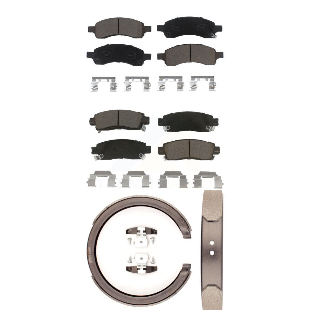 Ceramic Brake Pads Parking Shoes Front Rear Kit For Chevrolet Trailblazer GMC XL