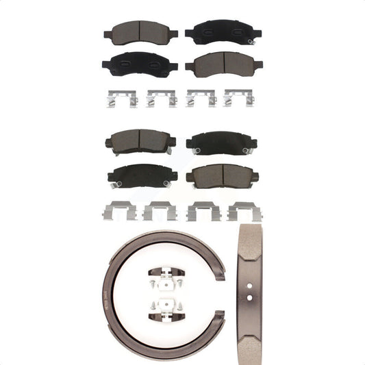 Ceramic Brake Pads Parking Shoes Front Rear Kit For Chevrolet Trailblazer GMC XL