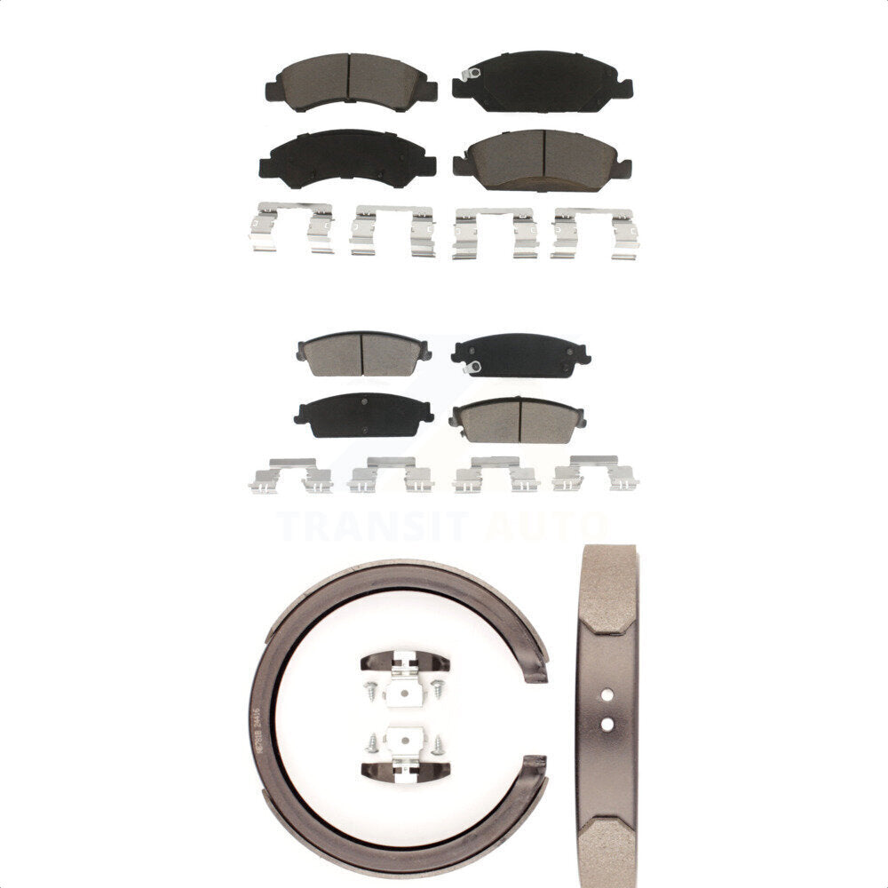 Ceramic Brake Pads Parking Shoes Front Rear Kit For GMC Chevrolet Sierra 1500 XL